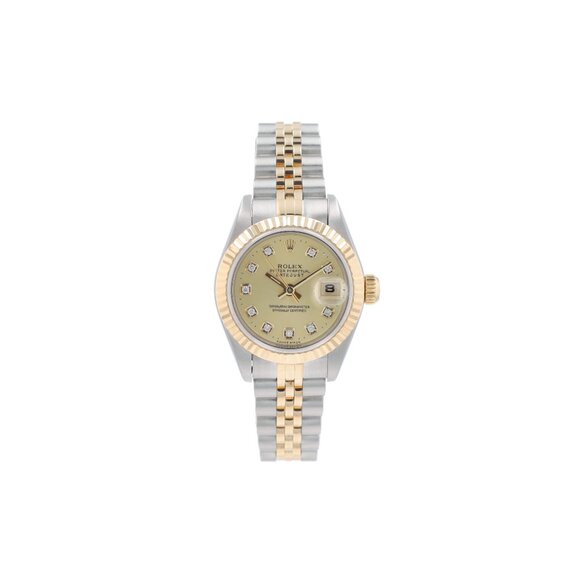 Rolex Ladies Datejust 26mm Champagne Diamond NS Dial Fluted Jubilee Band 69173 main image 7
